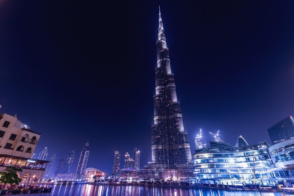burj khalifa, emirates, dubai, uae, architecture, skyscraper, night, lights, city, modern, illuminated, waterfront, city lights, landmark, tower, famous, places of interest, tourist attraction, tourist destination, burj khalifa, burj khalifa, dubai, dubai, dubai, dubai, dubai